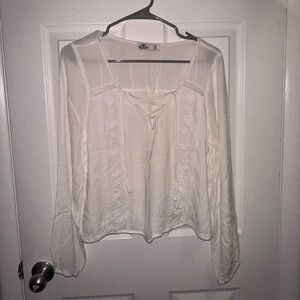 White peasant style blouse. Size medium. Hollister